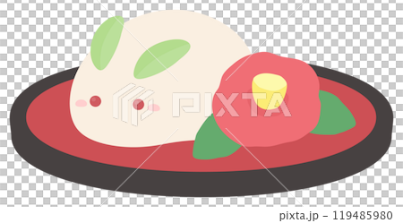 Snow rabbit and camellia vector illustration 119485980