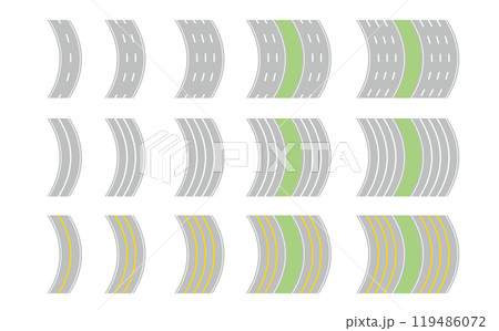 道路、色々な車線のセット 119486072