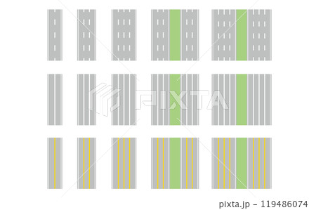 道路、色々な車線のセット 道路、色々な車線のセット 119486074