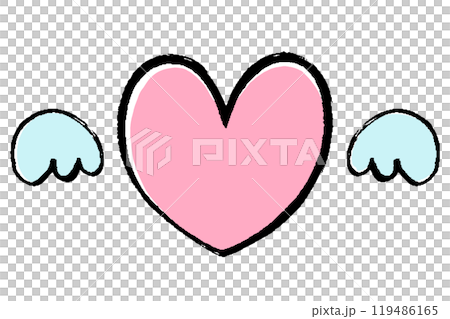 Brush-drawn illustration of feathers and hearts Brush-drawn illustration of feathers and hearts 119486165