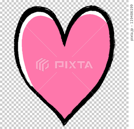 用畫筆觸摸的粉紅色心形標記的插圖 119486199