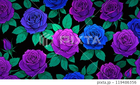 紫と青のバラ 119486356