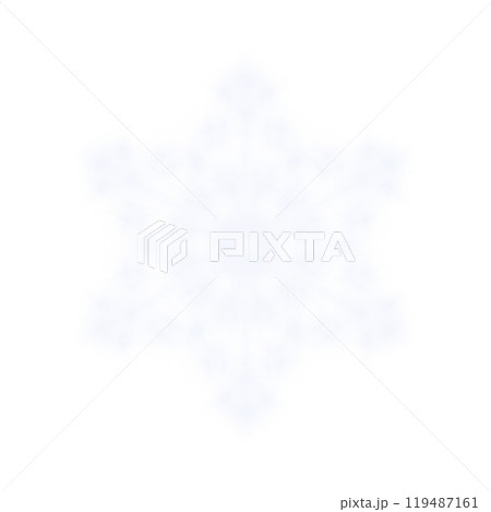White glowing transparent snowflake, isolated icon. Merry Christmas and Happy New Year. Simple neon light. Shining winter, xmas lamp. Fluorescent, luminescent illumination. Png 119487161