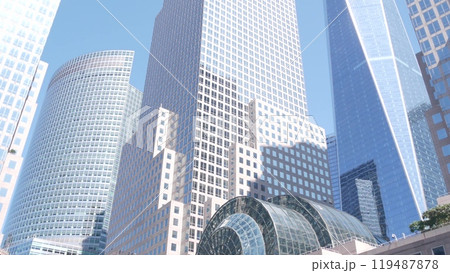 New York City Manhattan Downtown Financial District street. World Trade Center, Battery park, USA. New York City Manhattan Downtown Financial District street. World Trade Center, Battery park, USA. 119487878