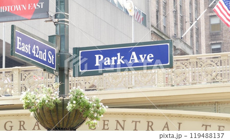New York City Grand Central Terminal, 42 street, Park Avenue, Pershing Square bridge architecture. 119488137