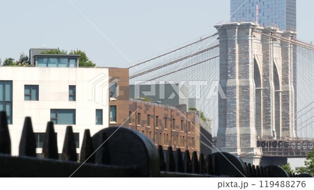New York City Brooklyn Bridge to Manhattan. NYC Brooklyn Heights. Travel USA, tourism destination. 119488276