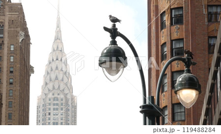 New York City Manhattan Midtown urban architecture. Chrysler building, 42 street skyscraper, USA. 119488284