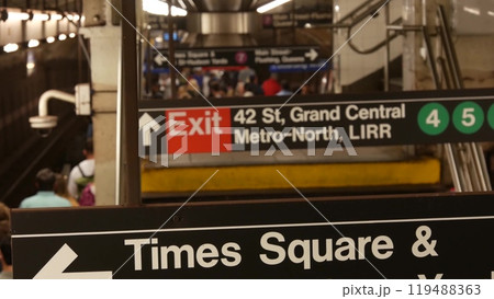New York subway station interior, underground metropolitan platform. United States metro transport. New York subway station interior, underground metropolitan platform. United States metro transport. 119488363