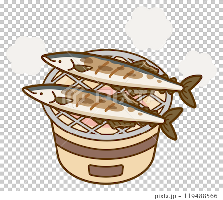 七輪でさんまを焼くベクターイラスト02 七輪でさんまを焼くベクターイラスト02 119488566
