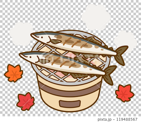 七輪でさんまを焼くベクターイラスト03 七輪でさんまを焼くベクターイラスト03 119488567
