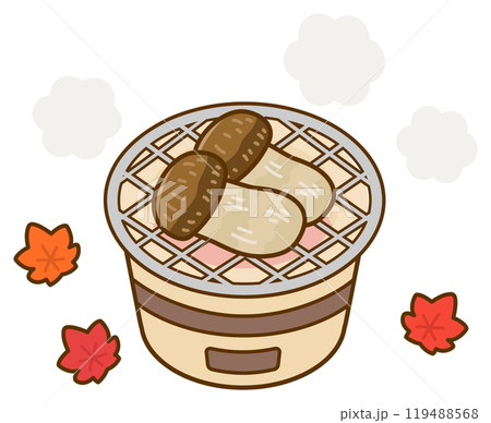 七輪で松茸を焼くベクターイラスト01 119488568