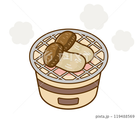 七輪で松茸を焼くベクターイラスト02 119488569