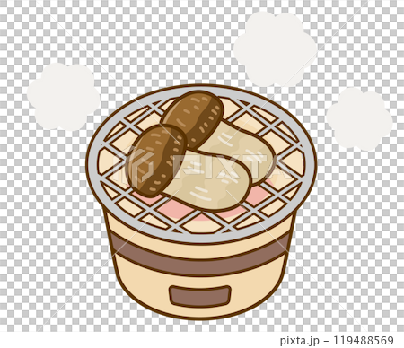 七輪で松茸を焼くベクターイラスト02 119488569