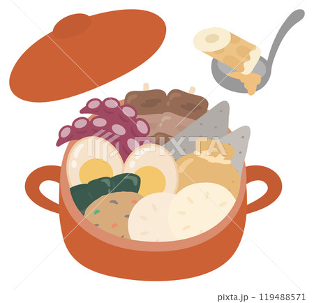 冬の鍋料理、おでんのベクターイラスト01 119488571
