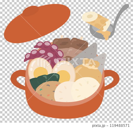 冬の鍋料理、おでんのベクターイラスト01 119488571