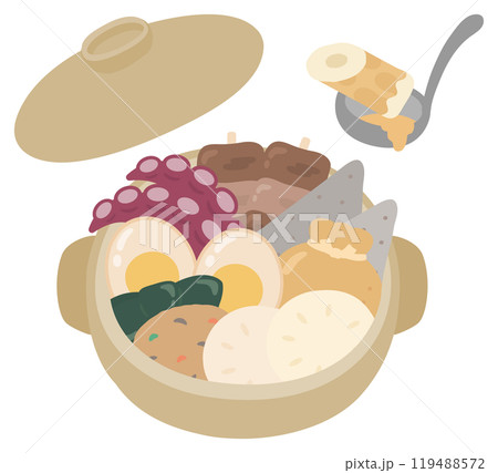 冬の鍋料理、おでんのベクターイラスト02 119488572