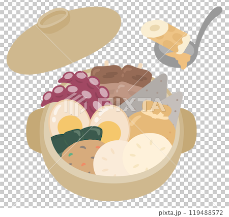 冬の鍋料理、おでんのベクターイラスト02 119488572