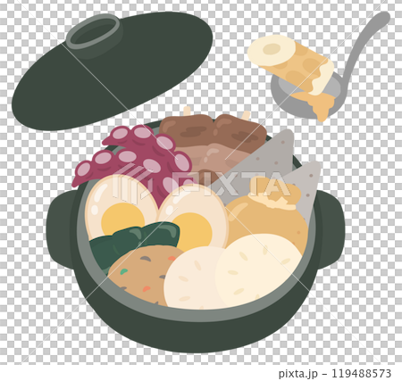 Winter hot pot dish, oden vector illustration 03 Winter hot pot dish, oden vector illustration 03 119488573