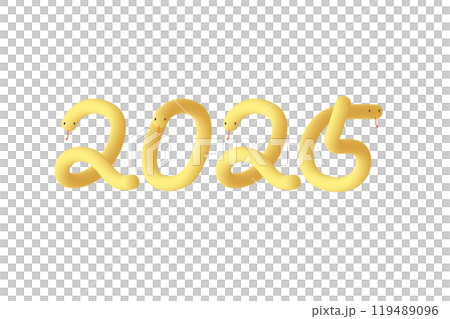 立体的でかわいい黄色の蛇が2025の形に並んでいるイラスト 立体的でかわいい黄色の蛇が2025の形に並んでいるイラスト 119489096