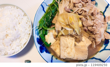 家庭で作る豚すき焼き定食 家庭で作る豚すき焼き定食 119489250