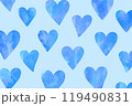 水彩風　青いハートの背景イラスト 119490831