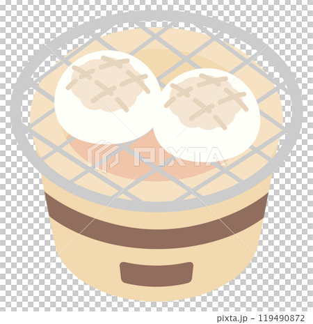 七輪で丸い餅を焼くベクターイラスト 119490872