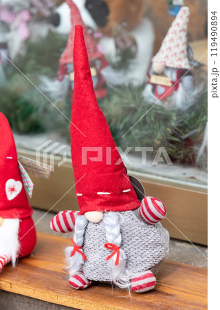 Christmas decoration elf toys near the store 119490894