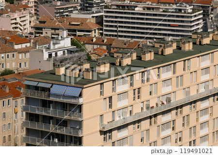 Marseille, France - June 7, 2024: Aerial View of Old Marseille Building, HLM,  119491021