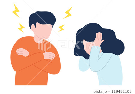 男性が女性に怒鳴っているイラスト 男性が女性に怒鳴っているイラスト 119491103