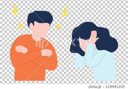 男性が女性に怒鳴っているイラスト 男性が女性に怒鳴っているイラスト 119491103