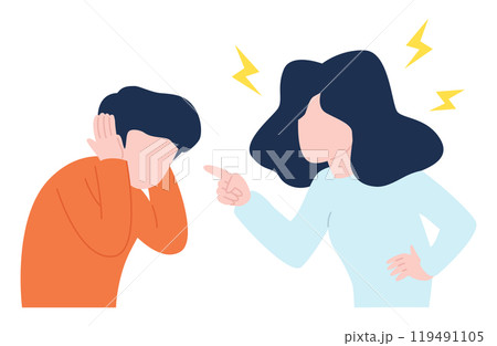 女性が男性にパワハラをするイラスト 女性が男性にパワハラをするイラスト 119491105