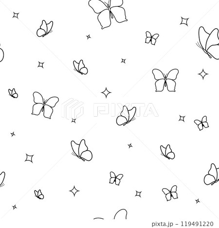 Seamless butterfly pattern. A repetitive cute background with hand-drawn butterflies. The repetitive design of modern colors for prints. pink design for a girl. A simple pattern of print, paper Seamless butterfly pattern. A repetitive cute background with hand-drawn butterflies. The repetitive design of modern colors for prints. pink design for a girl. A simple pattern of print, paper 119491220