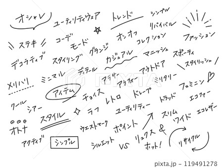 ファッション系の手書き文字素材セット ファッション系の手書き文字素材セット 119491278