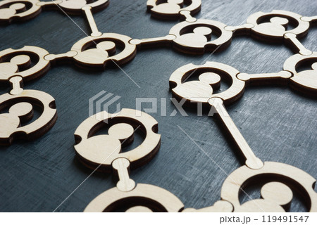 Figures and connections between them. Represents communication and interaction. Figures and connections between them. Represents communication and interaction. 119491547