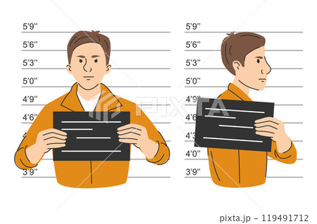 Criminal mugshot of man vector isolated. Criminal mugshot of man vector isolated. 119491712