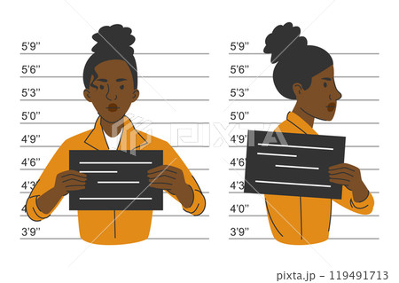 Criminal mugshot of woman vector isolated. Criminal mugshot of woman vector isolated. 119491713