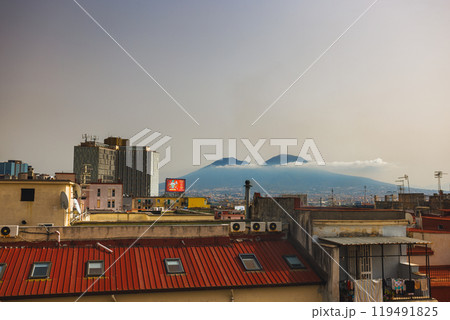 Enjoy the stunning panoramic view of Naples with the majestic Vesuvius in the background 119491825
