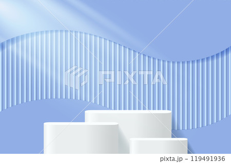 Abstract 3D purple podium background. Modern minimalist mockup for product display presentation. Realistic purple cylinder pedestal podium. Abstract 3D purple podium background. Modern minimalist mockup for product display presentation. Realistic purple cylinder pedestal podium. 119491936