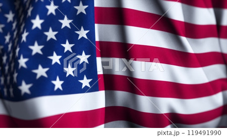 3d animation rendering USA flag. Waving USA flag looping background. American flag animation. 3d animation rendering USA flag. Waving USA flag looping background. American flag animation. 119491990