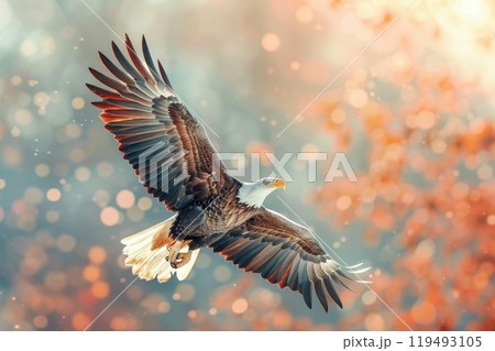Bald Eagle, isolated on pastel background, stock photographic style Bald Eagle, isolated on pastel background, stock photographic style 119493105