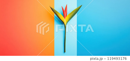 Geometric Ikebana with sharp angles and vibrant flowers, Ikebana, modern structural design 119493176