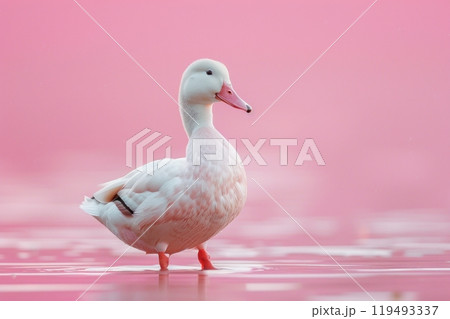 Duck, isolated on pastel background, stock photographic style 119493337