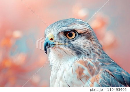 Goshawk, isolated on pastel background, stock photographic style 119493403