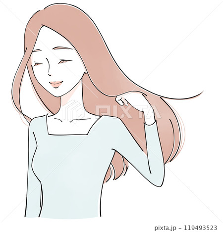 髪をなびかせる女性 119493523