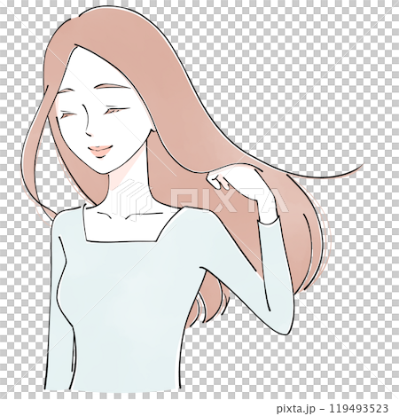 髪をなびかせる女性 119493523
