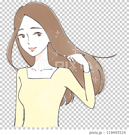 髪をなびかせる女性 髪をなびかせる女性 119493524