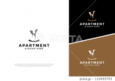 Elegant Apartment construction logo design concept, real estate agency logo template 119493705