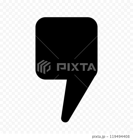A flat comma icon on a transparent background. Quotation marks, isolated black vector icon in the form of a comma, quotation marks. A flat comma icon on a transparent background. Quotation marks, isolated black vector icon in the form of a comma, quotation marks. 119494408