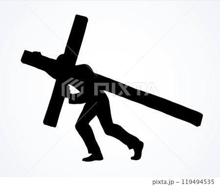 Men carry the cross. Vector drawing 119494535