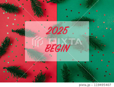 Christmas tree with a green background and red background Christmas tree with a green background and red background 119495407